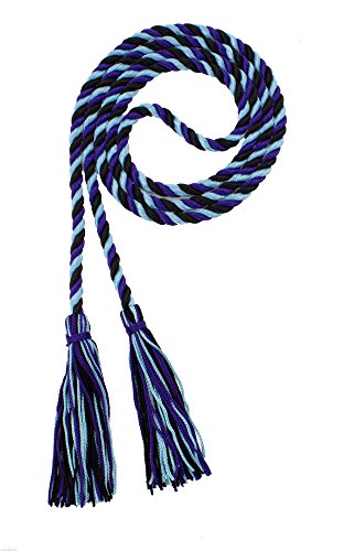 Image of Graduation Honor Cord - Black /Purple /LT Blue - Every School Color Available - Made in USA