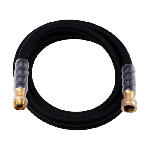 Heavy Duty Premium Garden Hose 10ft x 5/8", 300PSI Working, 1000PSI Burst, Hybrid Rubber Water Hose with Transparent Swivel Handle - Hot/Cold Water - Five Layered Braiding with Brass fittings (Black)