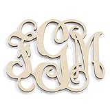 6-18 inch Wooden Monogram Custom Vine Wood Letters Wall Art Nursery Decor Room Large 3 Initials Script Craft Door Hanger Wreath Cutout Ready to Paint