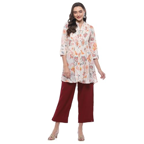 Image of BIBA Women Cotton Loose Solid Pants