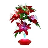 Set of 12 Christmas Table Decorations Poinsettia Flowers Fiber Optic Light Up Centerpieces