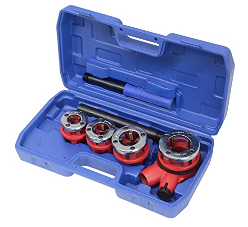 7tlg. Set Gewindeschneidkluppe Rohrgewindeschneidsatz Kluppe 1/2, 3/4, 1 und 1 1/4 Zoll im Koffer blau Cover