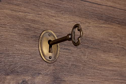 Oval Stamped Antique Brass Decorative Keyhole Cover | 1-1/2" H x 1-1/8" W | Keyhole Escutcheon Plate for Cabinet Door, Dresser Drawers, Desk | Antique, Modern Furniture Hardware | UA-259-AB - Image 5