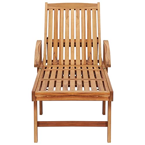 Vidaxl 2X Solid Teak Wood Sun Lounger With Table Outdoor Garden Patio Terrace Backyard Balcony Lounge Seating Sun Lounge Bed Adjustable Backrest #TOP4