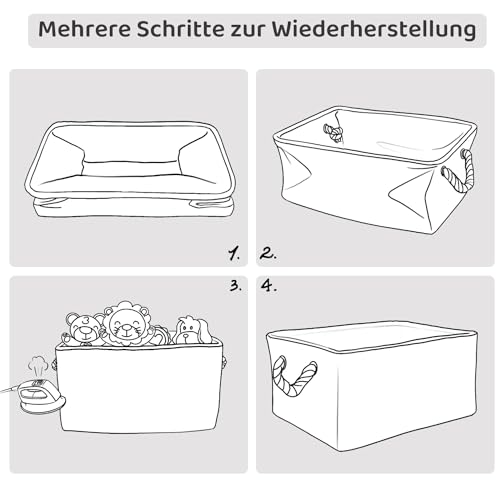 Mangata Zusammenklappbare, verdickte Aufbewahrungsbox aus Leinen mit Seilgriffen (Grau, Jumbo)
