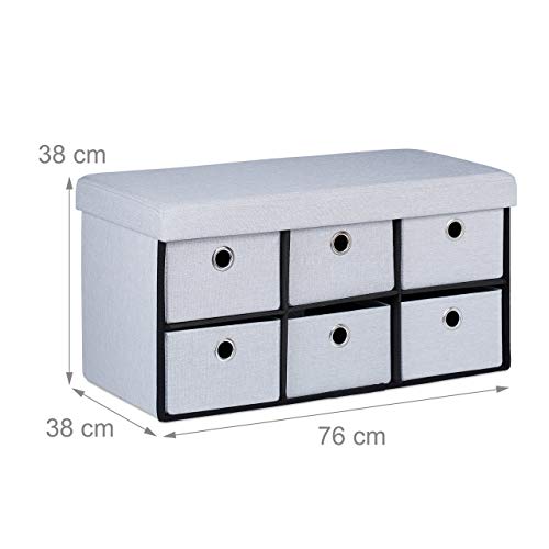 Relaxdays Panca Contenitore, 6 Scomparti