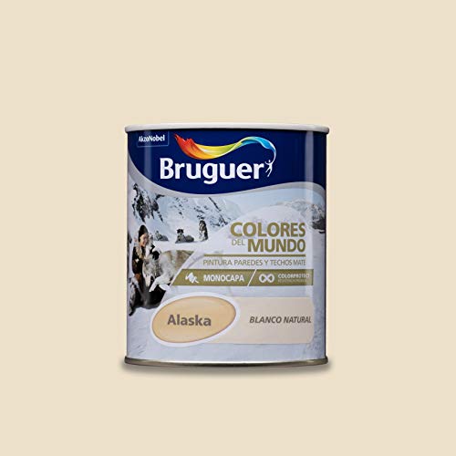 Bruguer Colores del Mundo Pintura para paredes monocapa Alaska Blanco Natural 750 ml