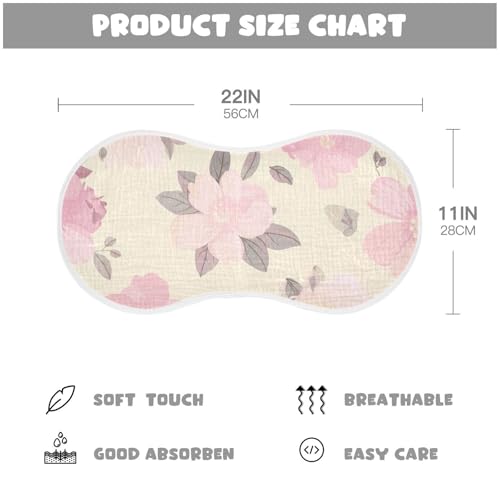 2 Pack Baby Burp Cloths, Soft Absorbent Burping Cloths for Babies, Cotton Milk Spit Up Rags, Large Size for Newborns, Baby Boys and Girls (Pastel Floral Beige)4