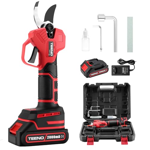 TEENO Tijeras de Podar Electricas Inalámbricas,Motor sin Escobillas,Tijera para Jardinería Podadora Adecuada para Jardines, Ramas,Huertos (1 batterie)