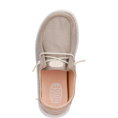 Image of HEYDUDE Girl's Youth Wendy Metallic Sparkle Slip On Loafer | Glitter Upper