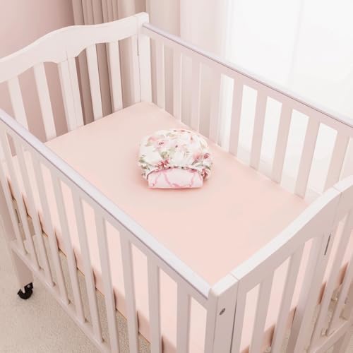 Image of PHF 3 Pack Soft Mini Crib Sheets, Floral & Bow Pack N Play Sheets for Baby Boys Girls, No Slip Universal Fit for Pack N Play, Playard, Portable and Mini Crib Mattresses,Floral & Bow