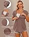 Ekouaer Maternity Shirts 3 Packs Flying Short Sleeve Nursing Tops Pregnancy Clothes Black+White+Brown XL