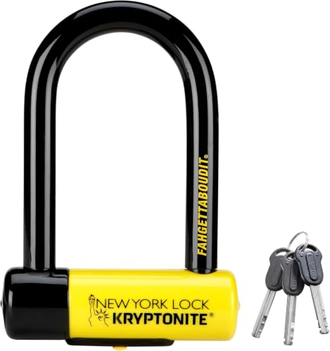 Image of Kryptonite New York Fahgettaboutit Mini Bike U-Lock, Heavy Duty Anti-Theft Bicycle U Lock, 18mm Shackle with Keys, Ultimate Security Lock for Bicycles E-Bikes Scooters (Pack of 5)