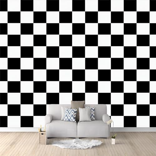 Papier Peint Murale Baby Boys Girls 350 x 256 cm - Papier Peint Intissé Effet 3D - Décoration Murale Texture De Damier De Conception Vintage pour Chambre,...