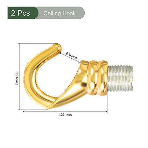 YOKIVE 2 Pcs Alloy M10 Ceiling Hook, Electroplate Pendant Fixtures Hanger, Electrophoretic Gold - Image 2