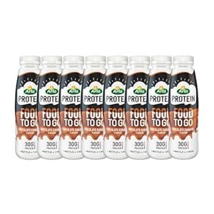 Arla Protein Food to Go Chocolate Caramel Protein Shake 500ml (Pack of 8) – Meal Replacement Protein Shakes Ready To Drink, Individually Bottled | Protein Shake Bottles