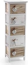 GICOS IMPORT EXPORT SRL EDT-793394 Wooden Chest of Drawers White / Brown 5 Drawers Home Heart Decoration 26 x 32 x 98 cm Shabby Chic