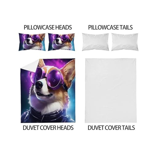 Housses de couette facile 2 taies d'oreiller pour literie sans repassage - 4