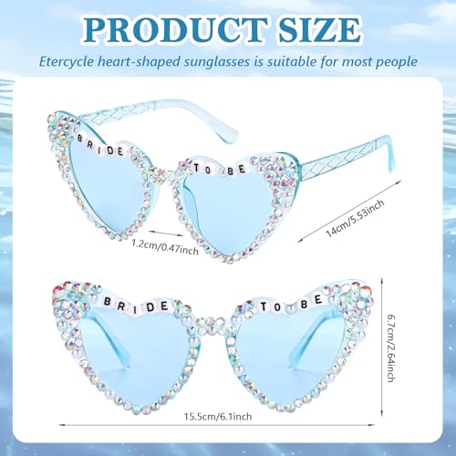 Etercycle Heart Glasses, Bride To Be Gifts Bachelorette Party Blue Sunglasses, Bride Heart Shaped Glasses For Women Bachelorette Party Favors2