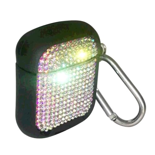 Image of Bling Rhinestone Case for AirPods with Metal Keychain,High Quality Hand Glued Diamond Soft Silicone+Hard PC Protective Cover, Compatible with Apple AirPods 2nd /1st Generation Charging Case