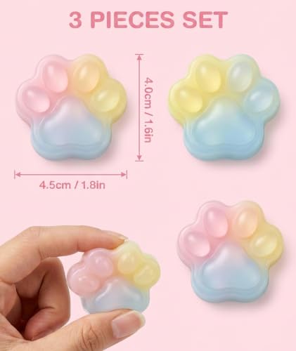 Image of 12PCS Taba Squishy Cat Paw, Taba Squishy for Relaxing Sensory Fidget Pinch Family for Kids Cat Paw Squeeze Cute Beautiful Cat Paw (yellow1)