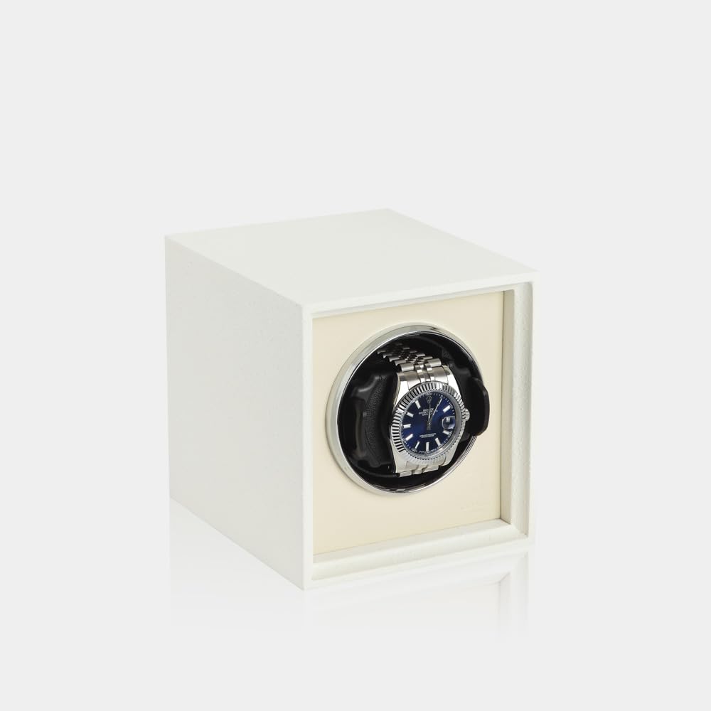 MODALO Twist automatyczny mechanizm do zegarka 1 / Watch Winder – cichy silnik, 900 TPD, lite drewno i skóra, powierzchnia odporna na zarysowania, dla mężczyzn i kobiet