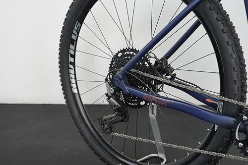 Image of United Clovis 6.2 29T Adult Mountain Bike with 1x12 Shimano Deore Drivetrain, SR Suntour XCR 32 Boost Suspension Fork, Shimano MT201 Hydraulic Disc Brakes (Blue Gold)