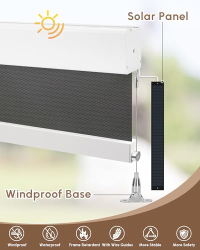 Image of Kincmo Motorized Outdoor Shades for Patio Porch, Custom Outdoor Motorized Blinds with Remote, Waterproof & Windproof Patio Shades Work with Apple Home,Alexa,Google (Dark Grey-3% Openness)