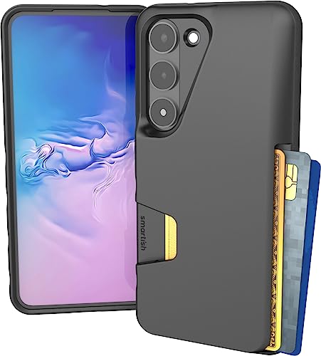 Smartish Galaxy S23 Wallet Case - Wallet Slayer Vol. 1 [Slim + Protective] Grip Credit Card Holder - Drop Tested Hidden Card Slot Cover for Samsung Galaxy S23 - Black Tie Affair