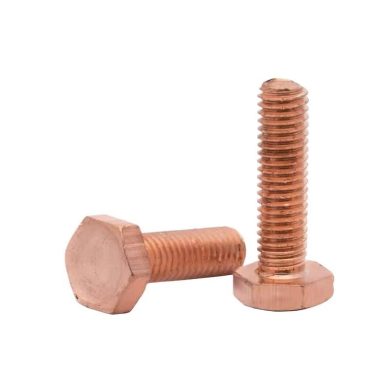 2/5/10 sztuk M6 M8 M12 M14 M16 T2 czerwona miedź zewnętrzna śruba sześciokątna elektrolityczna miedziana(M6x70mm(10PCS))