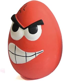 WANT CHEW 3.9' Latex Squeaky Dog Toy Funny Face Balls (Red)