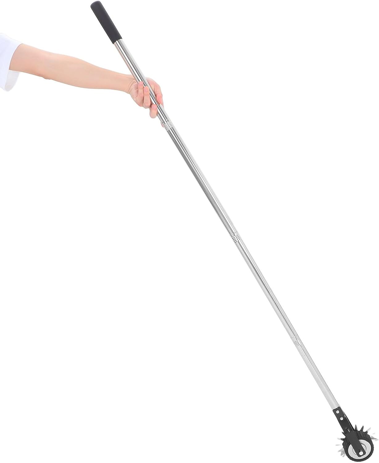 Wheeled Manual Lawn Edger with Stainless Steel Handle, Rotary Grass Edge Trimmer Tool for Garden and Sidewalk Landscaping, Sturdy Hand Edging Tool for Weed Removal