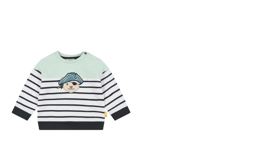 Steiff Aligator Island Jungen Sweat Teddy als Pirat, hellgrün-gestreift L002412330 gr.80