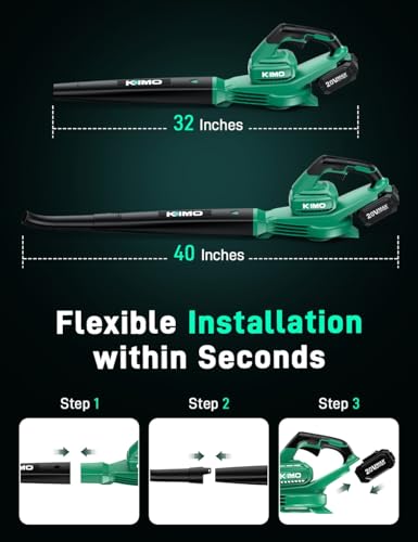 Image of K I M O. Leaf Blower Cordless with Battery and Charger, 2Pack Batteries, Extension Tube,20000RPM Variable Speed, Lightweight Cordless Leaf Blower, Battery Operated Leaf Blowers for Lawn Care and Patio