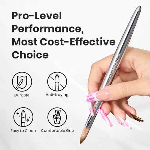 Image of Beetles Pro 1-Pcs Acrylic Nail Brush - Professional Pure Bristles Kolinsky Acrylic Brushes for Nails Metallic Nail Art Brushes for Nails Extension Gel, 3D Carving - Salon Quality Manicure Tool (12#)