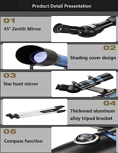 Telescopio Astronómico Refractor Portátil 234x con Trípode miniatura 7