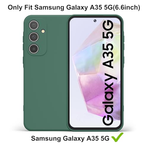 Image of Tobfit Silicone Case Phone Case for Samsung Galaxy A35, Durable Shockproof Phone Cover for Samsung Galaxy A35(Dark Green)