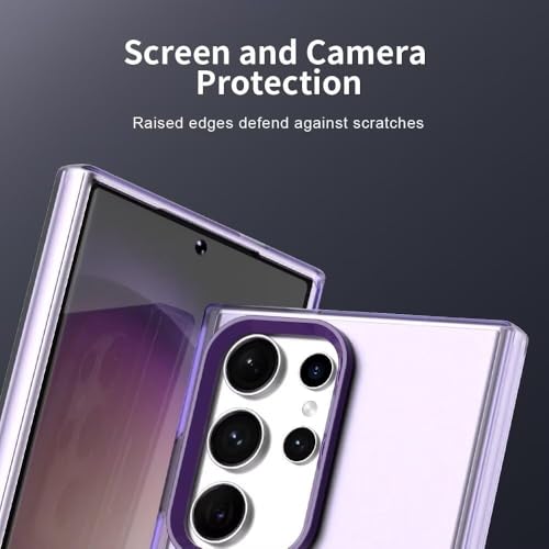 Image of Elzzi Magnetic Case for Samsung Galaxy S25 Ultra 5G Cover [Compatible with MagSafe] Slim Fit Shockproof Translucent Matte Hard Back Phone Cover with Protective Bumper for Men & Women (Purple)