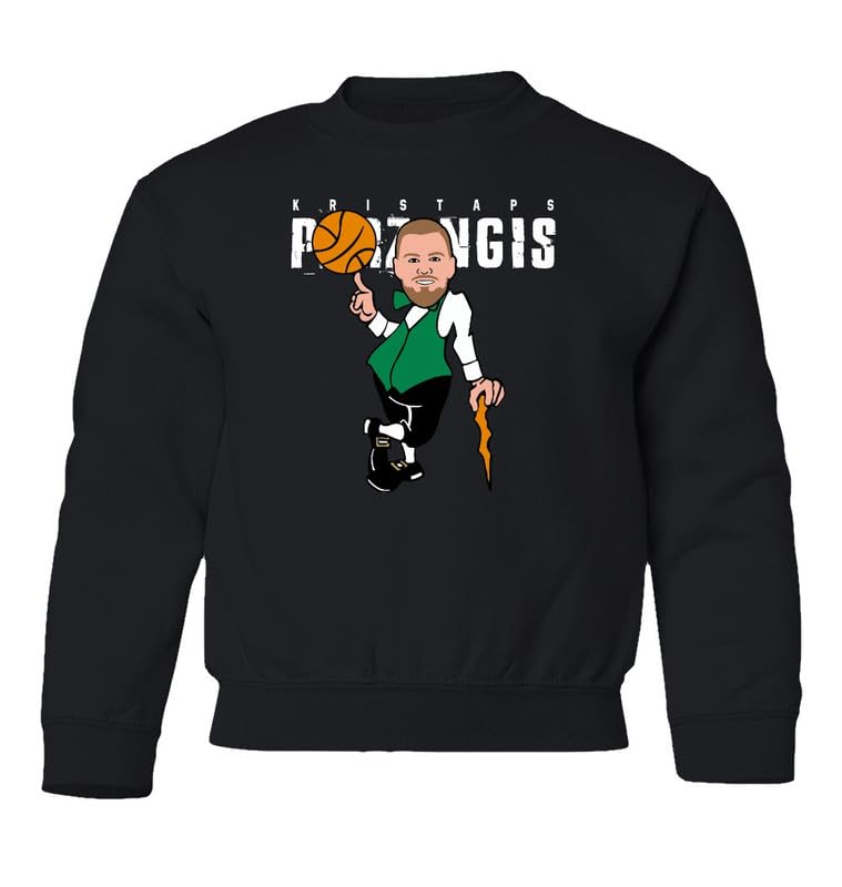Boston Fans Basketball Star Porzingis Logo Funny Youth Crewneck Sweatshirt