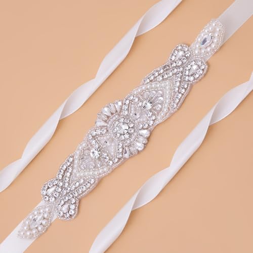 Crystal Bridal Belt for Wedding Gown Wedding Dress Belts with Rhinestones and Pearls for Women3