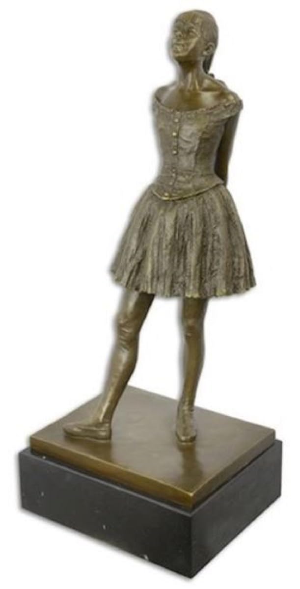 Casa Padrino Scultura Decorativa in Bronzo di Lusso Ragazza Ballerina 31,3 x 27 x A. 73,8 cm - Grande Scultura in Bronzo con Base in Marmo - Figura Decorativa - Accessori Decorativi di Lusso
