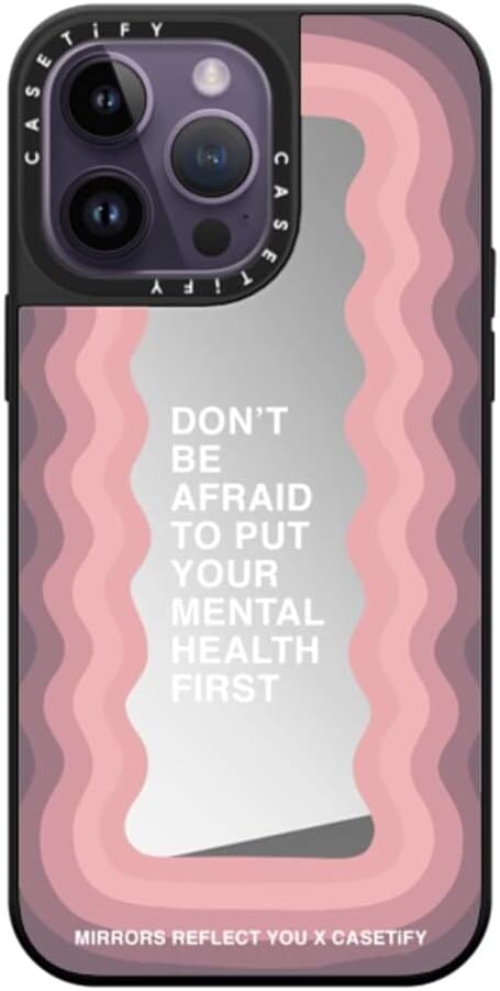 CASETiFY Mirror Case for iPhone 14 Pro Max Compatible with Magsafe - Don't Be Afraid by Mirrors Reflect You - Silver on Black