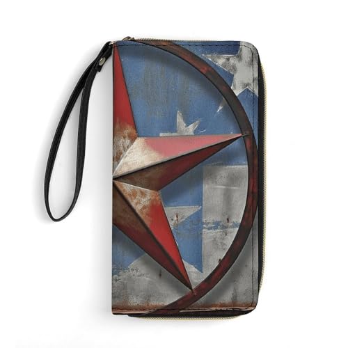Portefeuille cuir souple Texas Star femme grand format zippé pour le quotidien