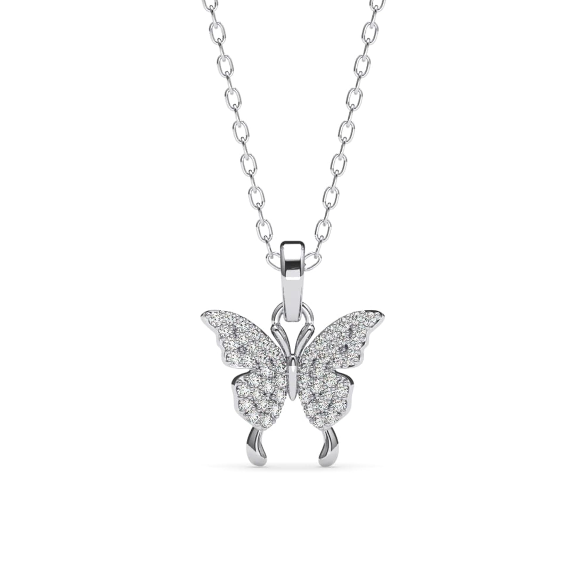 Women's 925 Silver Fia Butterfly Pendant Earrings Chain Bracelet Ring Set