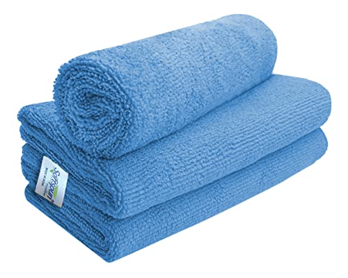 Image of SOFTSPUN Microfiber Cloth (3pcs - 40x60cms -340GSM) Sky Blue, Super Soft Absorbent Cleaning Towels Cleans & Polishes Everything in Your Home.