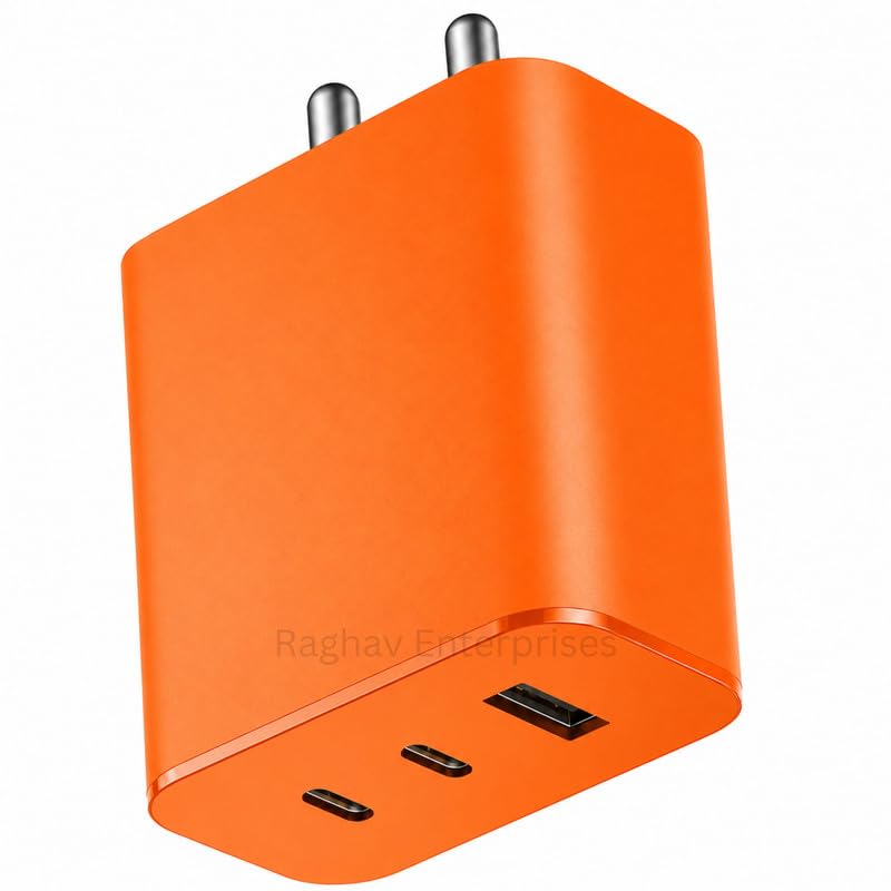 Image of 65W PPS Fast Charger for Nothing Phone 4a+ /4a pro /4a /3a /3a Pro /2a /2a Plus /2 /1 & CMF 1 | PD 3.0 USB C Type-C Rapid Charging Adapter | BIS Certified Wall Charger | White OP Orange