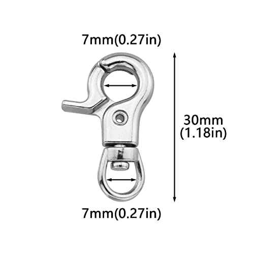 Image of Snap Hook DGHAOP 4pcs Zinc Alloy 30mm Key Chain Snap Hook Door Lock Pets Cage Hook Belt Clip for Any Suitable Cage, Dog Traction Rope, Silver Tone