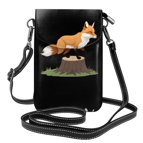 Sac téléphone renard en cuir pour femme 19x12 cm parfait pour la marche