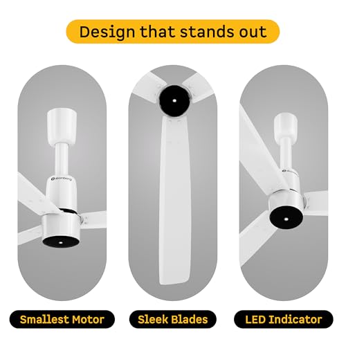 Image of atomberg Razon 1200mm BLDC Ceiling Fan with Remote | World's Smallest Motor Powered by BMC | Advance Air+ Technology | BEE 5 star Rated | Low Noise | Sleek Design | 3 Year Warranty (GLOSS WHITE)