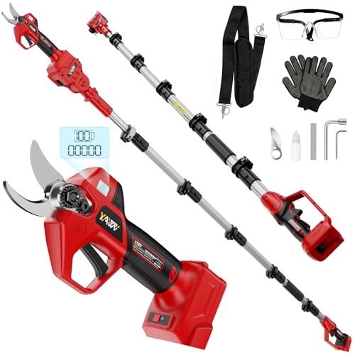 YAWV 2-In-1 Electric Pruning Shears Set Compatible with Milwaukee 18V Battery 6.9FT Adjustable Pole Pruner with 1.2 Cut Brushless Electric Branch Cutter for Gardening & Tree Trimmer (No Battery)